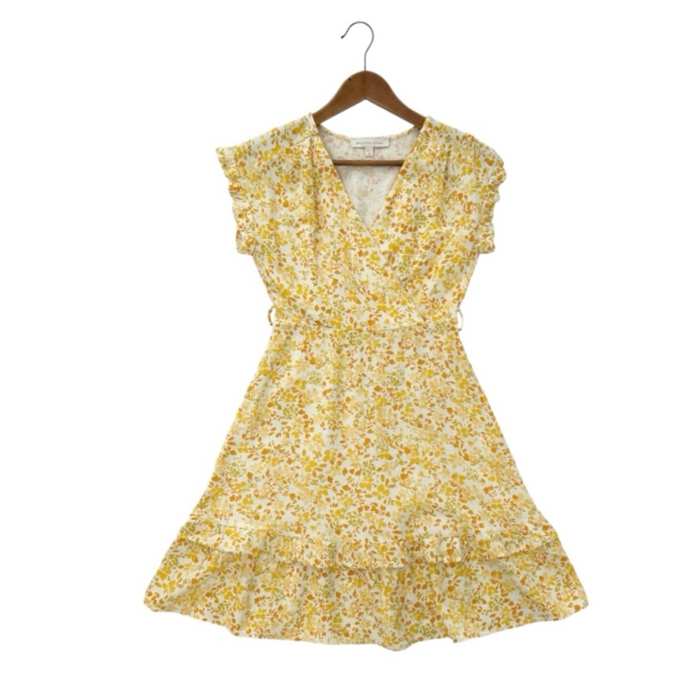 Monteau Linen Blend Floral Yellow Dress